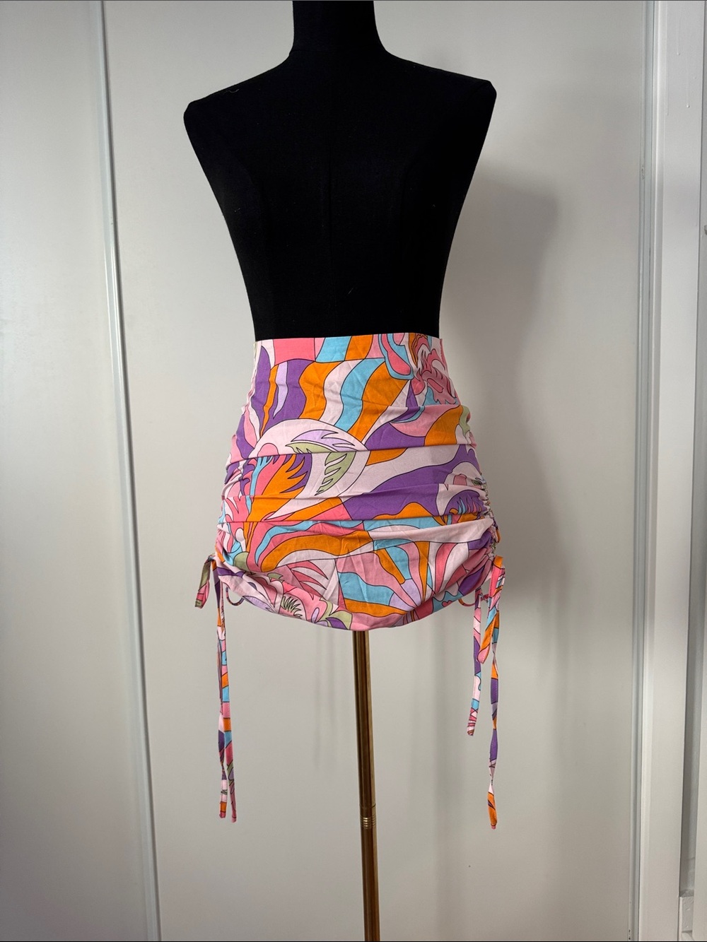 Colorful Psychedelic Drawstring Mini Skirt